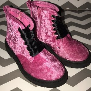 crushed velvet combat boots!